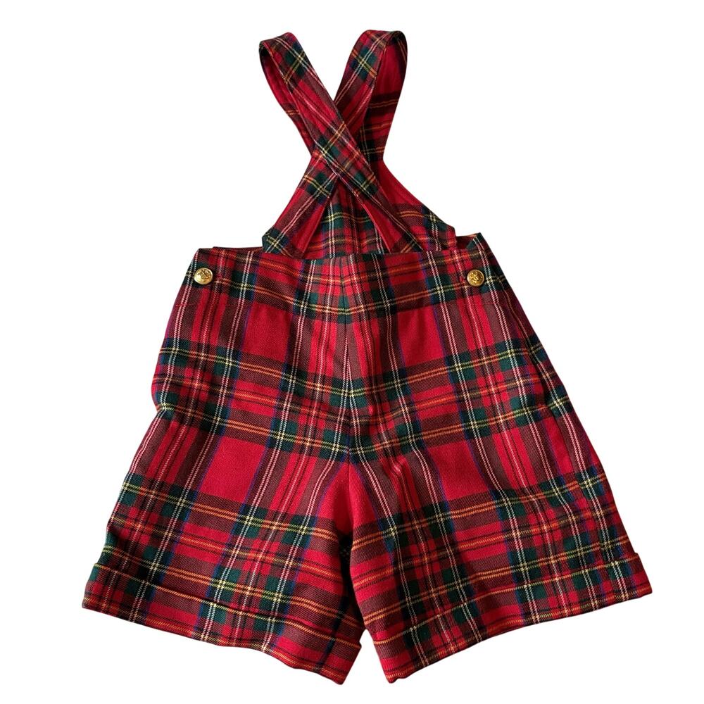 Ralph Lauren Plaid Suspender Bib Front Shorts Toddler Boy's Size 18-24 months